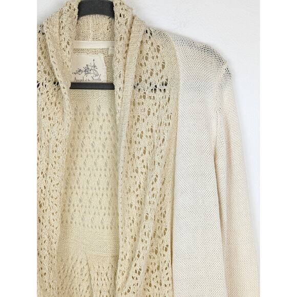 Anthropologie Angel of the North Cardigan Sweater Evenie Crochet Cream Size M - Picture 4 of 13